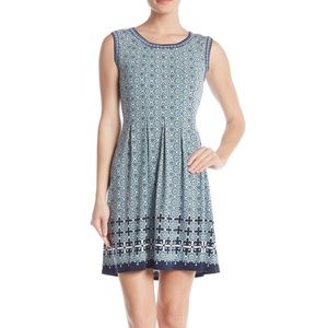 Max Studio Patterned Sleeveless Fit & Flare Dress